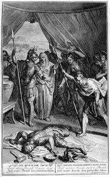 Jael zeigt dem Barak ermordeten Sisera
