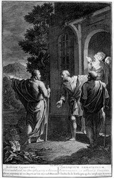 Die Jungen begegnen den Auferstandenen auf dem Weg nach Emmaus