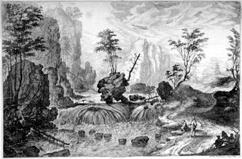 Landschaft mit einer Wasserschlucht