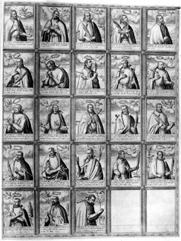 Blatt mit Bildnissen der Märtyrer aus dem Jesuitenorden