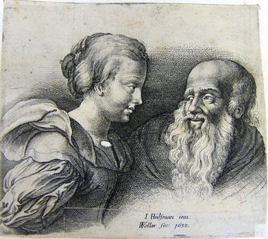 A bearded Old Man with a jungen Woman