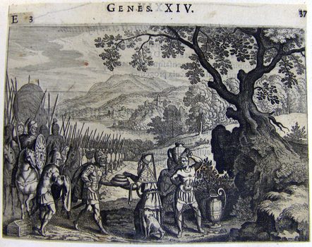 King Melchisedek überreicht the from the Battle heimkehrenden Abraham Brot and Wein