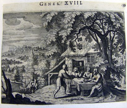 Abraham bewirtet the three Angel