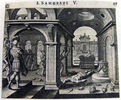 Bundeslade bei den Philistern im Tempel Dagons