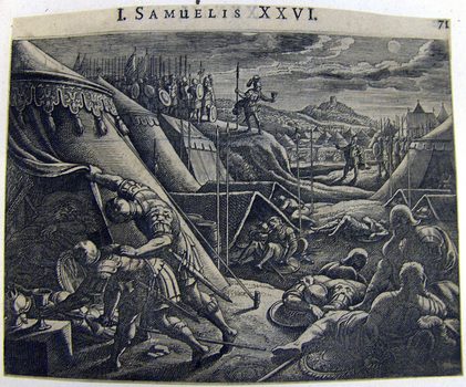 David schont Sauls Leben - David in Sauls Lager auf der Anhöhe von Hachila