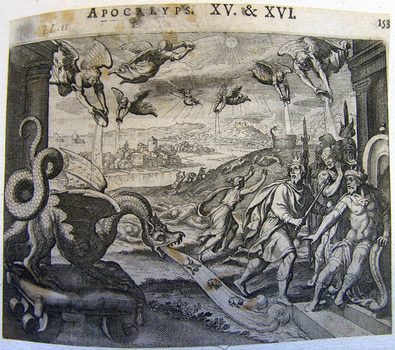 Vision der Ankündigung der sieben letzten Plagen und der sieben Engel mit den Schalen des Zorns