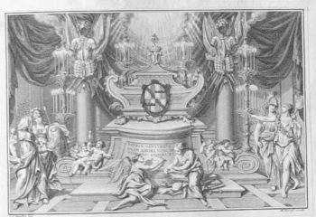 Allegorische Darstellung - Tugenden vor einem Sarkophag
