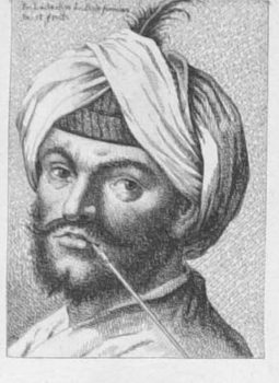 Männerkopf mit dem Turban und der Pfeife