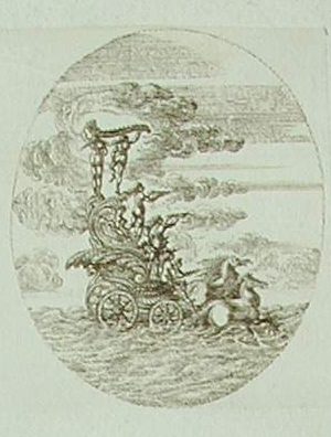 Ein Triumphwagen, von Meerpferden gezogen
