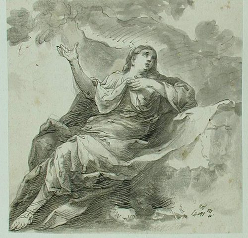 Putten mit einem Feston und dem Blumenkorb