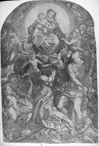 Maria mit dem Christuskind, Hll. Sebastian, Geminianus von Modena und Rochus - Madonna del San Sebastiano