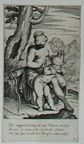 Venus, die Augen dem Amor verbindend