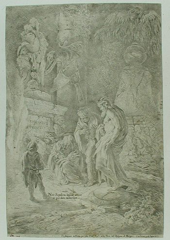 Allegorische Darstellung - Triumph der Zeit -Vier Gelehrte zwischen verfallenen Grabmälern