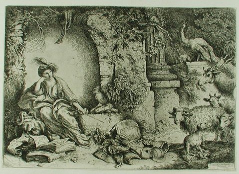 Circe mit Odysseus Gefolge, in die Tiere verwandelt