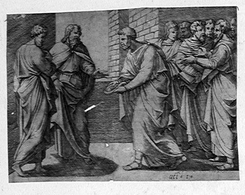 Die Apostel Petrus und Johannes heilen einen Gelähmten im Tempel