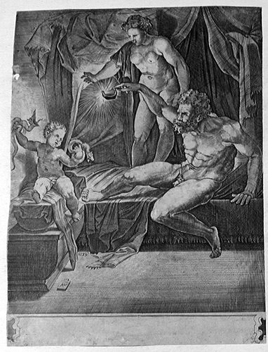 Junger Herakles erwürgt zwei Schlange