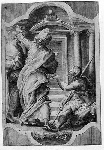 Die Apostel Petrus und Johannes heilen einen Gelähmten im Tempel