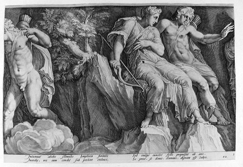 Niobe rühmt sich selbst gegenüber Leto; Mutter von Apollo und Diana, die aus der Rache ihre Kinder töten