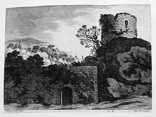 Landschaft mit einer Turmruine