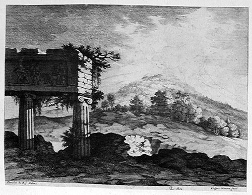 Landschaft mit einer Tempelruine