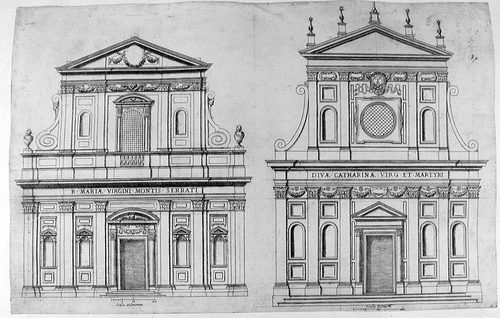 Santa Maria Monserrato und Santa Catarina dei Funari in Rom - Aufrisse der Fassade