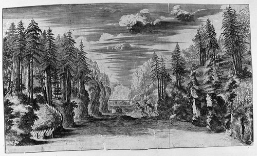 Bühnenbild mit zwei Männern im Wald