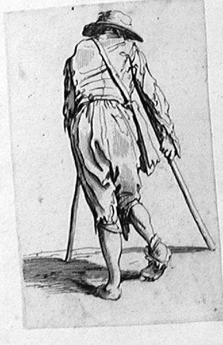 The Beggar with the Krücken, of hinten gesehen