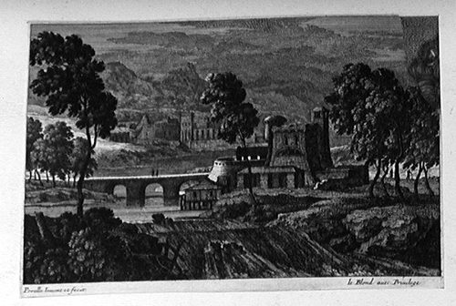 Nächtliche Landschaft mit einer Festung