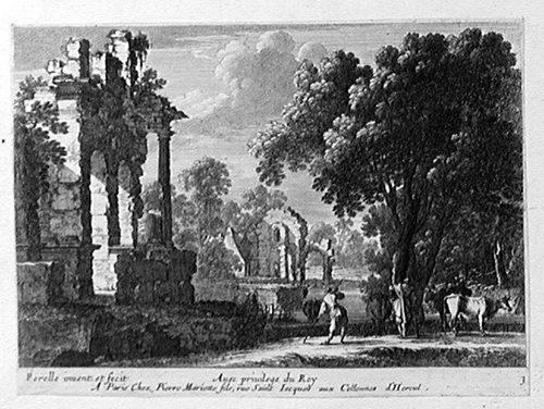 Landschaft mit den Hirten vor einer Ruine
