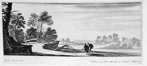 Landschaft mit zwei Wanderern