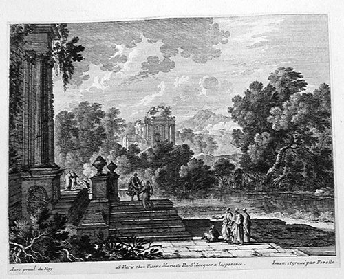 Landschaft mit einer Gesellschaft in einer antiken Ruine