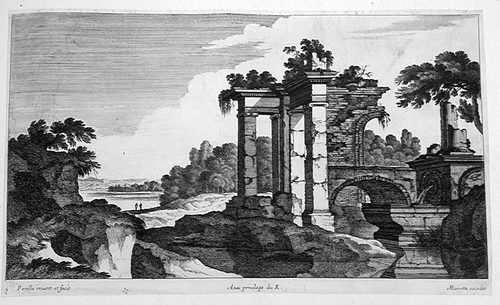 Landschaft mit einer antiken Ruine