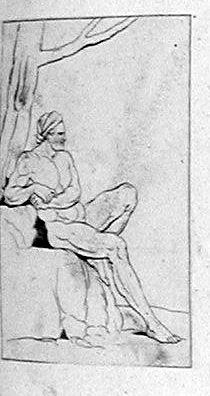 Nackter sitzender Mann mit dem Turban